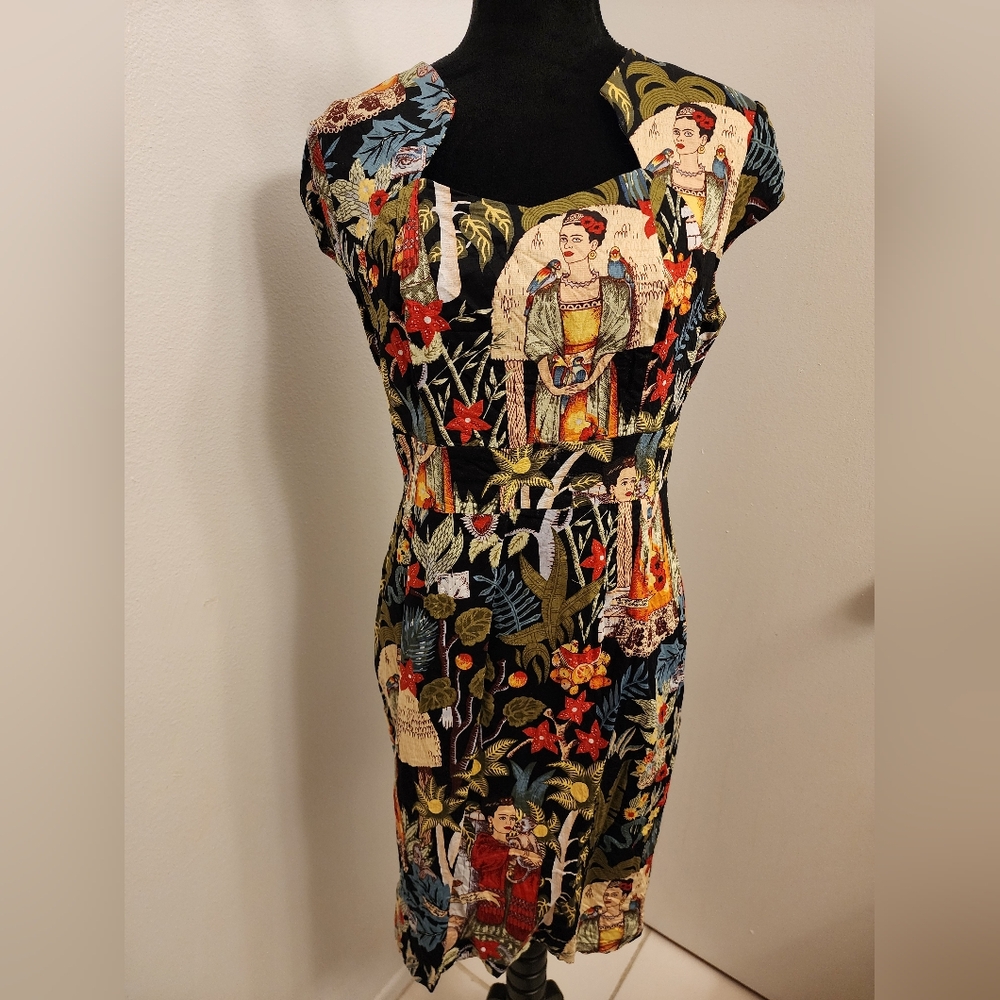 Grace Karin Frida Kahlo Print Wiggle Dress | Size L